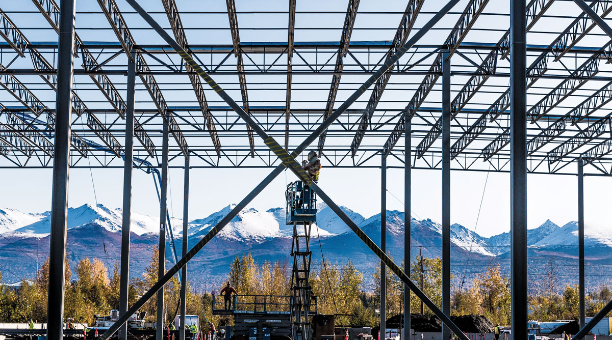 New Medline Anchorage Distribution Center roof being built
