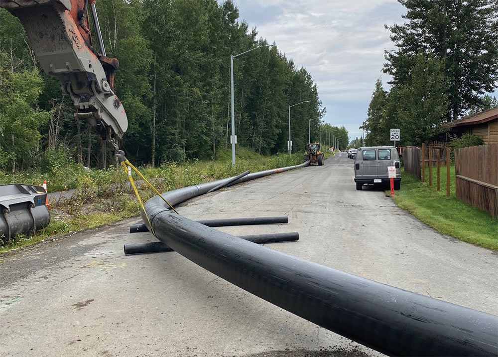 SCC crews installed a 20-inch diameter length of water pipe in the DeBarr