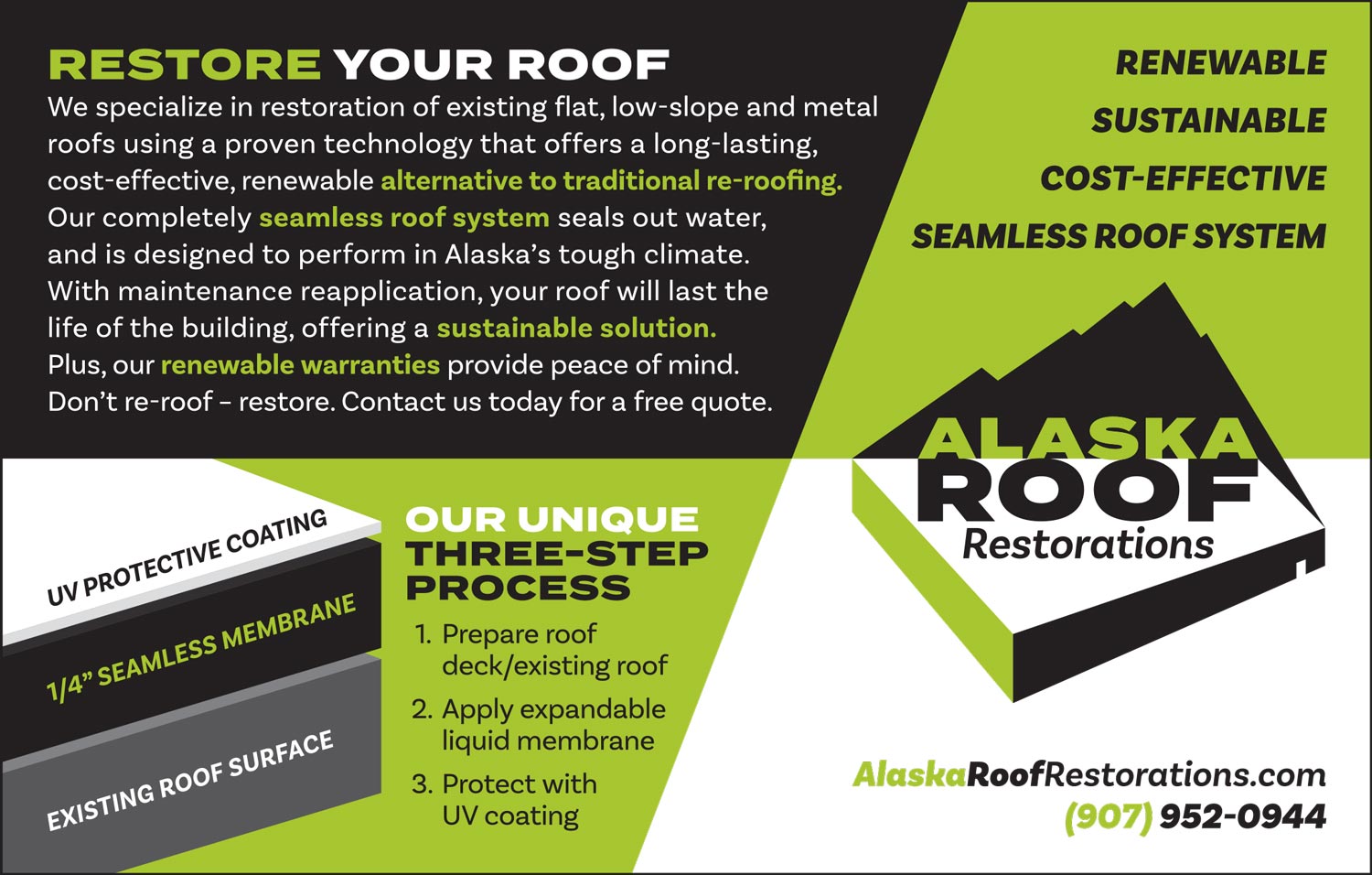 Alaska Roof Restorations Advertisement
