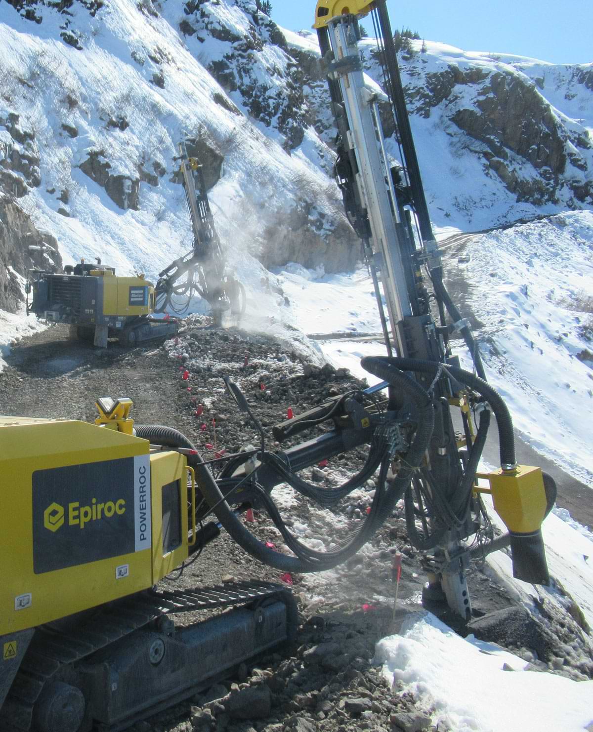 Drilling to blast a passable road to the diversion site needed to continue through harsh winter conditions in order to make the August 2020 completion date