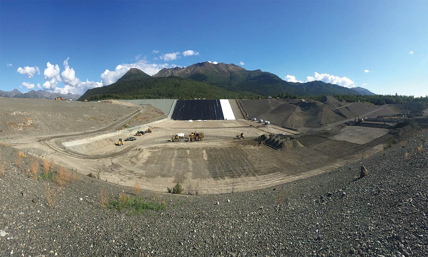 A three-layer liner system is installed at cell 9 at the Anchorage landfill to protect groundwater from waste