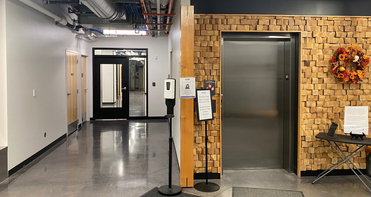 elevator in a lobby hallway