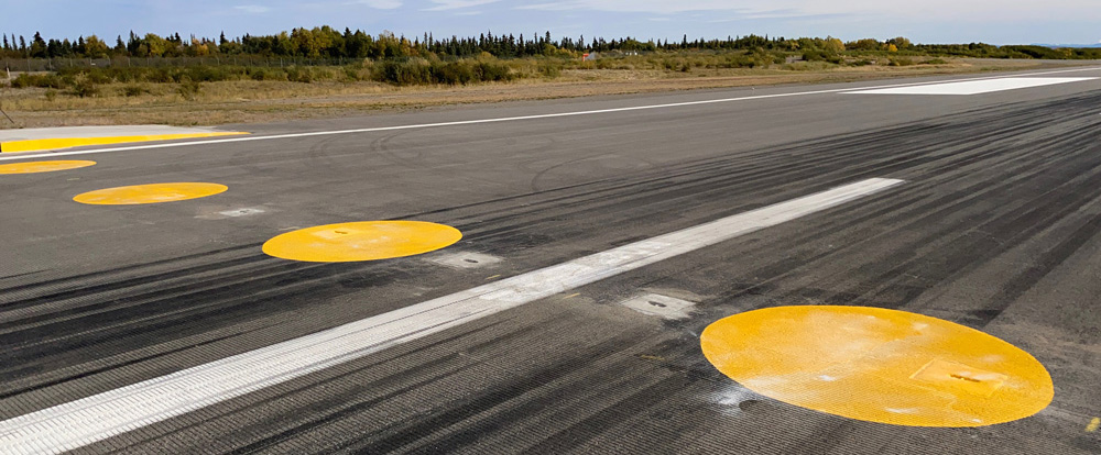 yellow circle on airplane runway