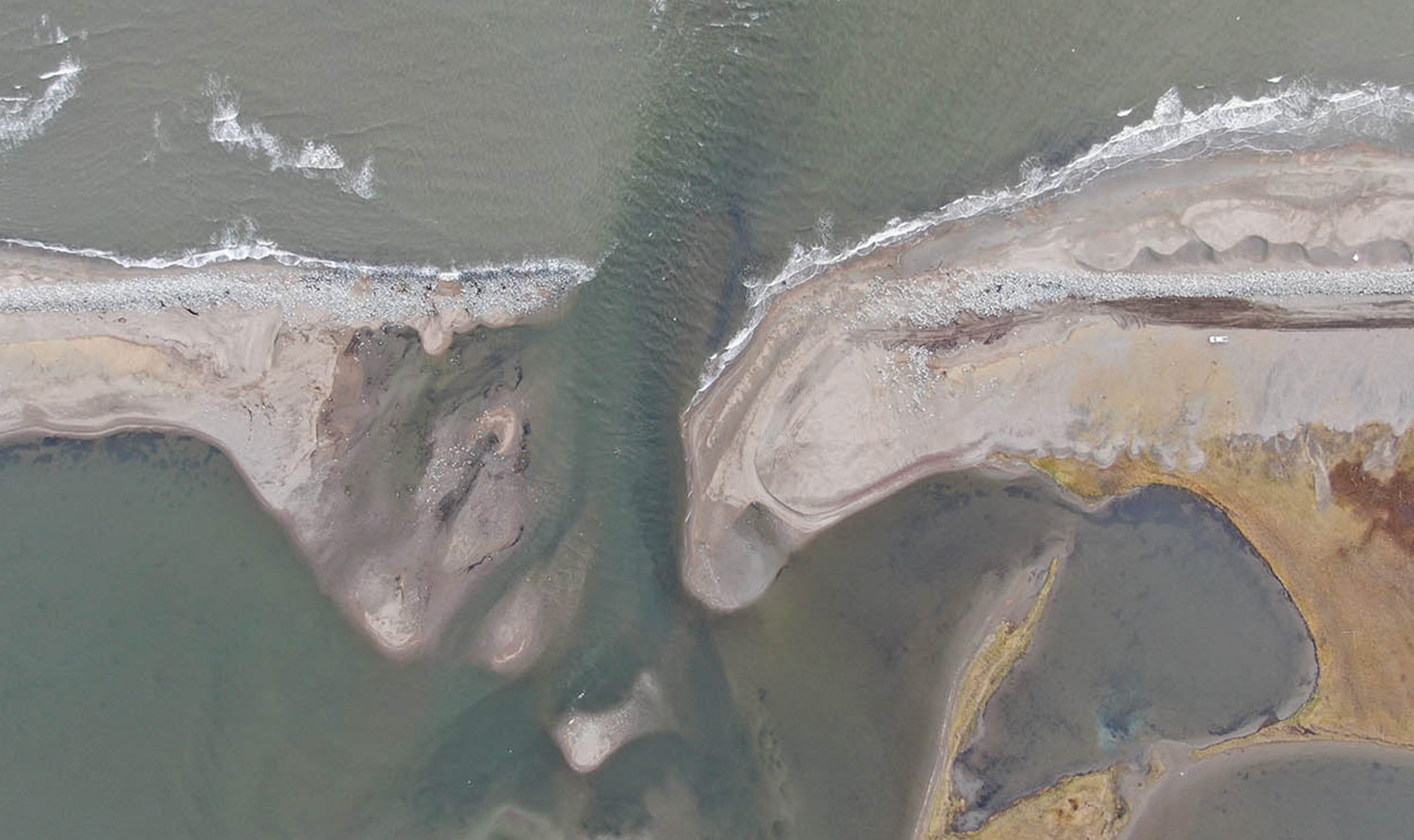 satellite view of the bridge that connected the roadway on the Nome-Council Highway
