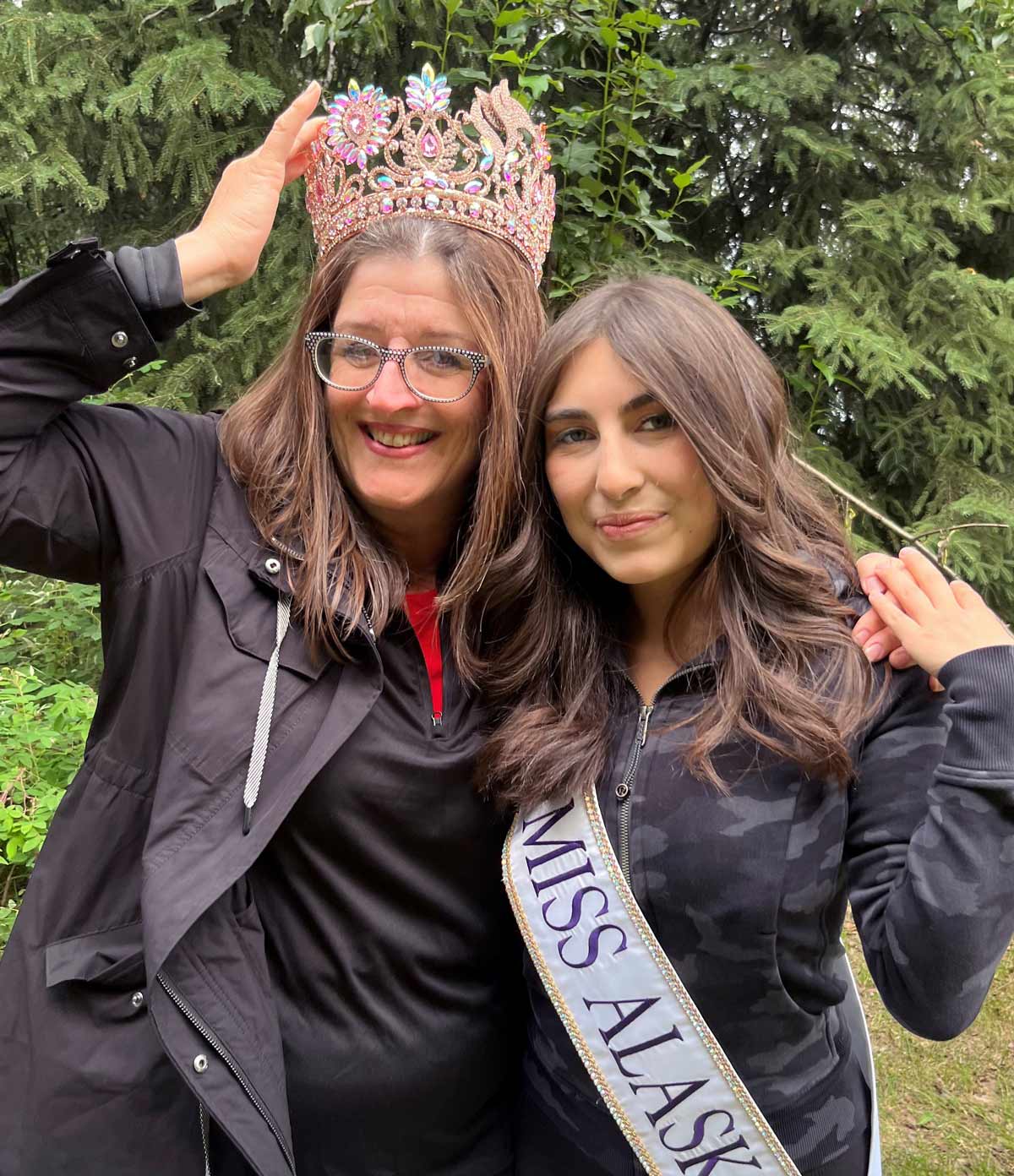 Sarah Lefebvre borrows the crown of a former Miss Alaska