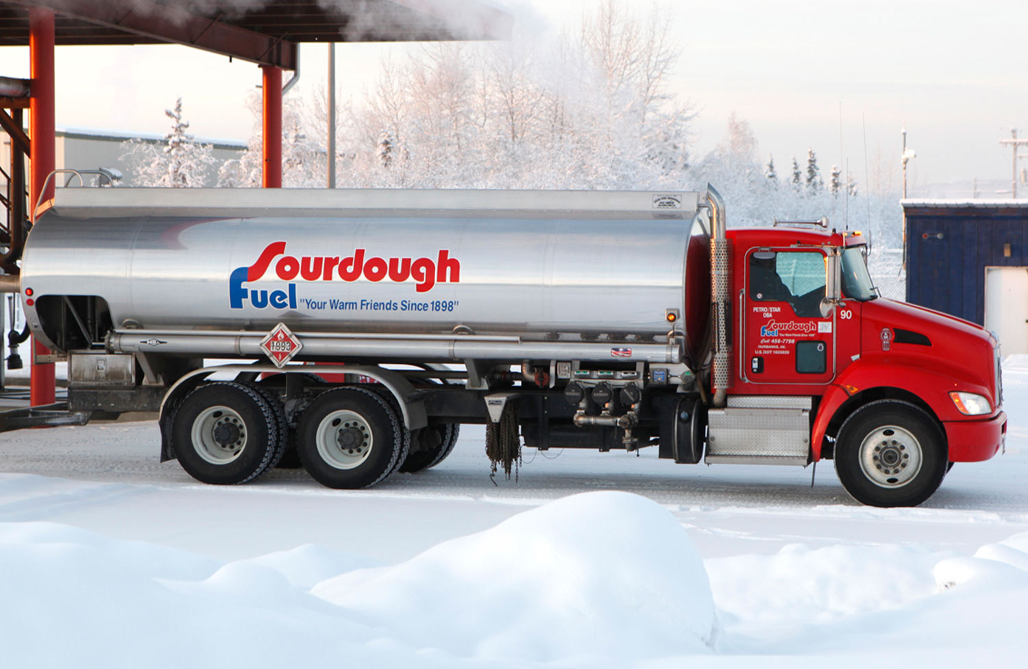 side view of a parked "Sourdough Fuel" freight truck
