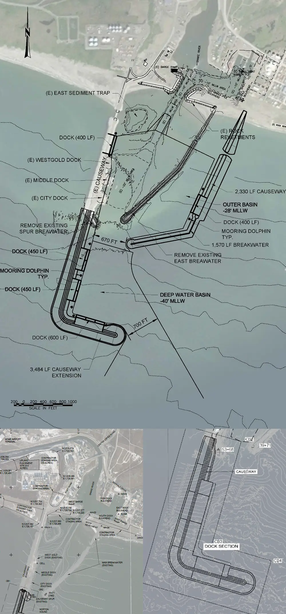 Maps and diagrams of proposed Port of Nome modifications