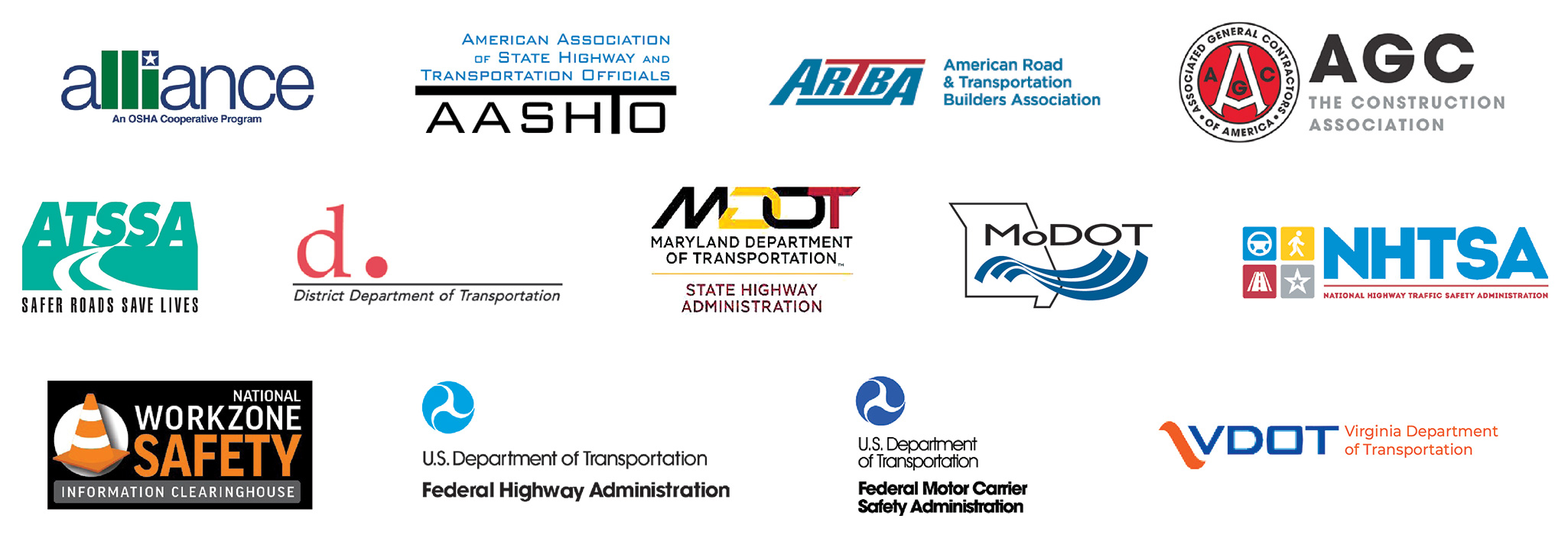 logos of key sponsors of National Workzone Awareness Week