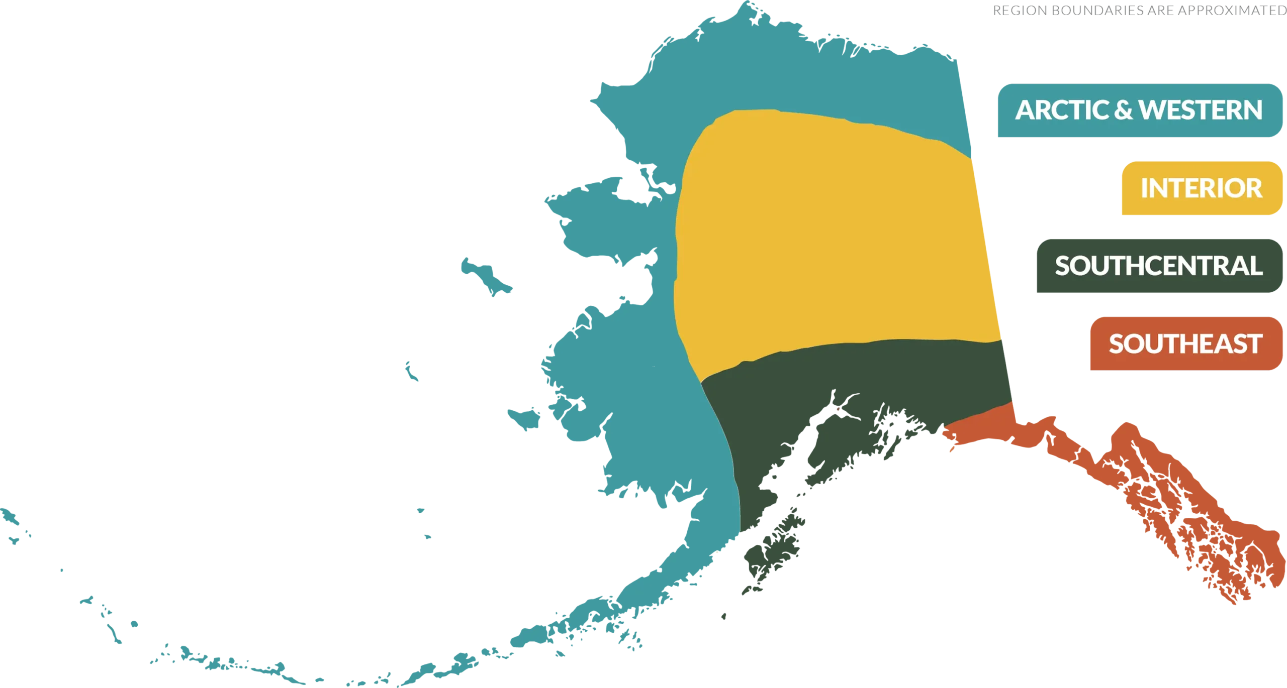 map of the different regions of Alaska