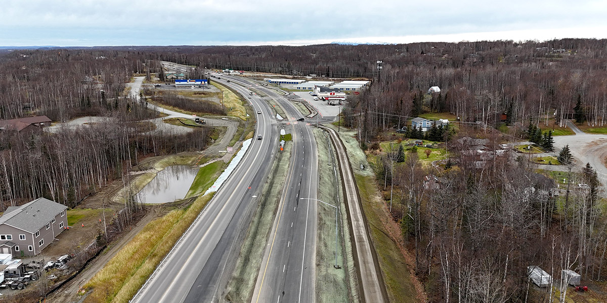 aerial view of Knik-Goose Bay Road reconstruction project