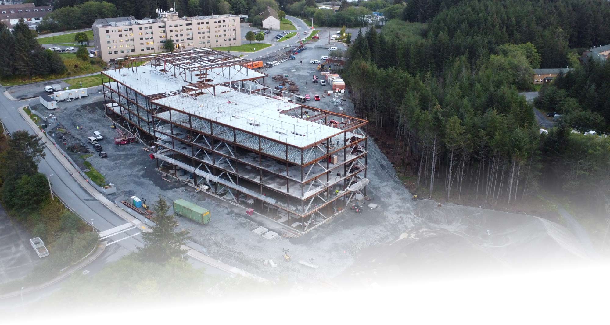 aerial view of Mt. Edgecumbe Medical Center construction site