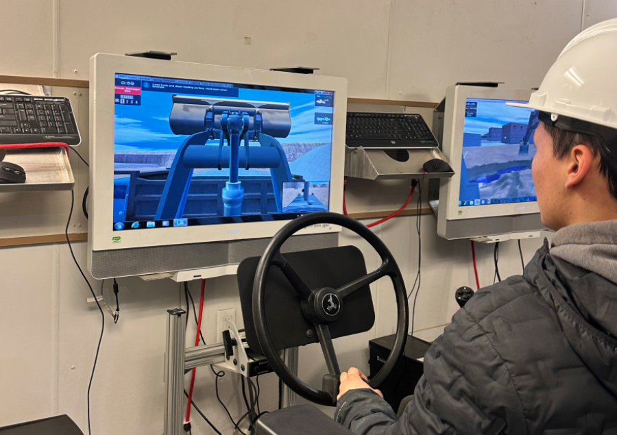 student using a training simulator