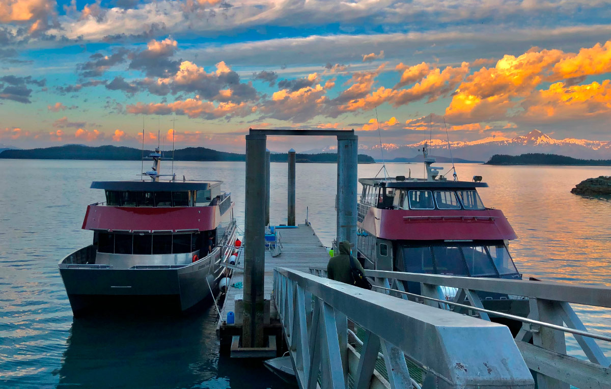 Two Goldbelt Transportation boats docked