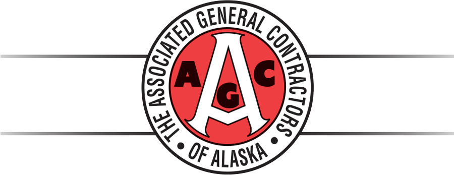 Circular seal logo for The Associated General Contractors of Alaska centered between two horizontal parallel lines.
